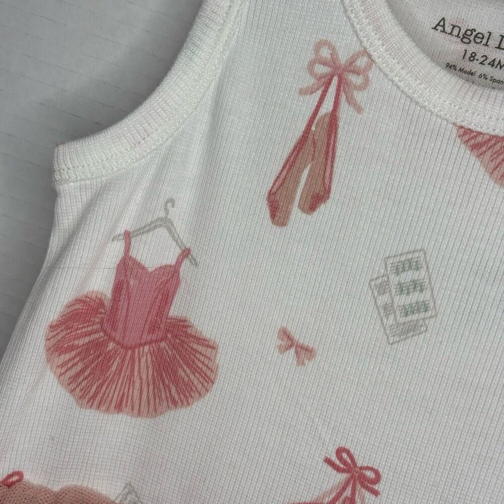 Angel Dear Baby Girl Ribbed Tank Bodysuit Tutu Pink White 18-24M NWT - Picture 6 of 9